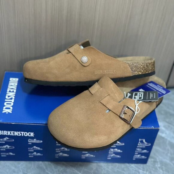 NWT Birkenstock Boston taupe suede mule clogs - Picture 2 of 4